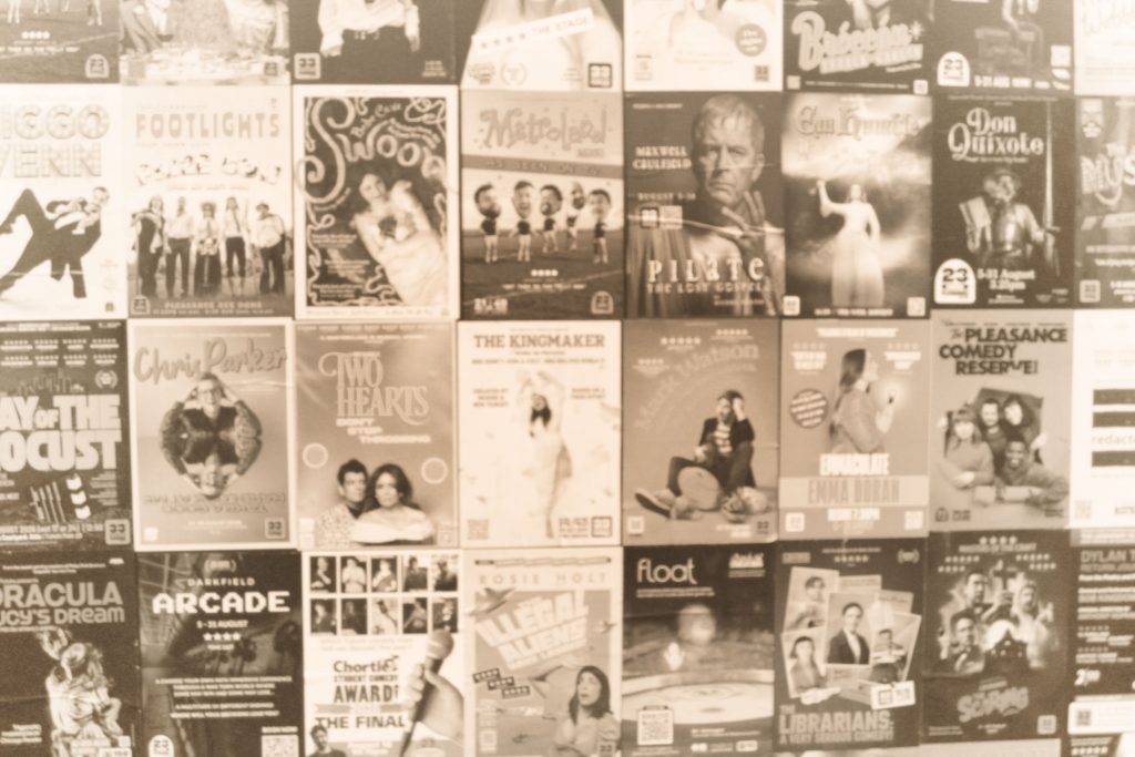 A range of posters for acts at the Edinburgh Fringe Festival.